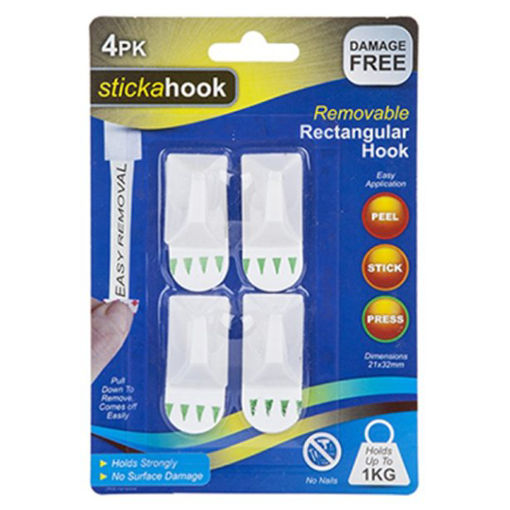 Picture of STICKAHOOK REMOVABLE PLASTIC HOOKS - 4 PACK